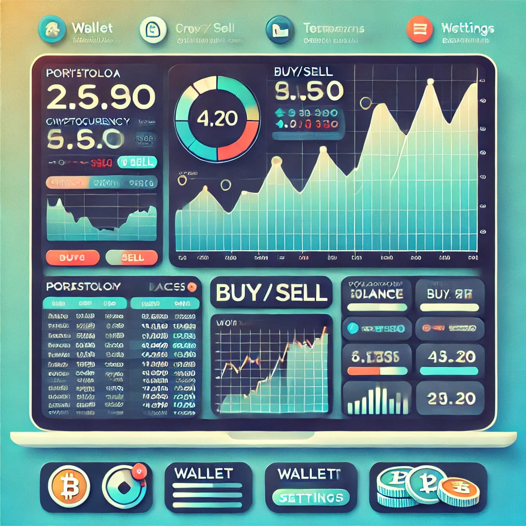 Example of a cryptocurrency exchange dashboard, showing trading pairs and recent transactions.