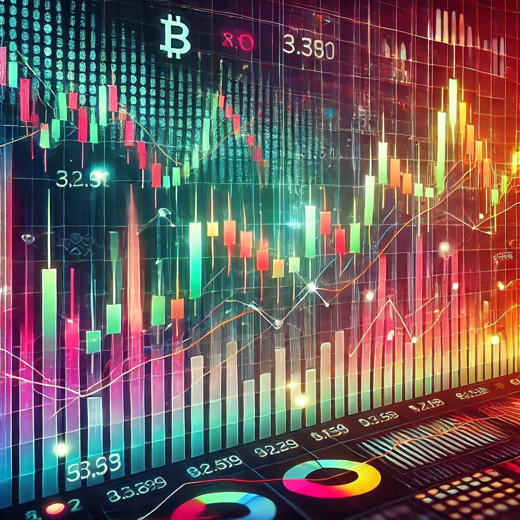 A chart showing the volatile price history of a popular cryptocurrency.