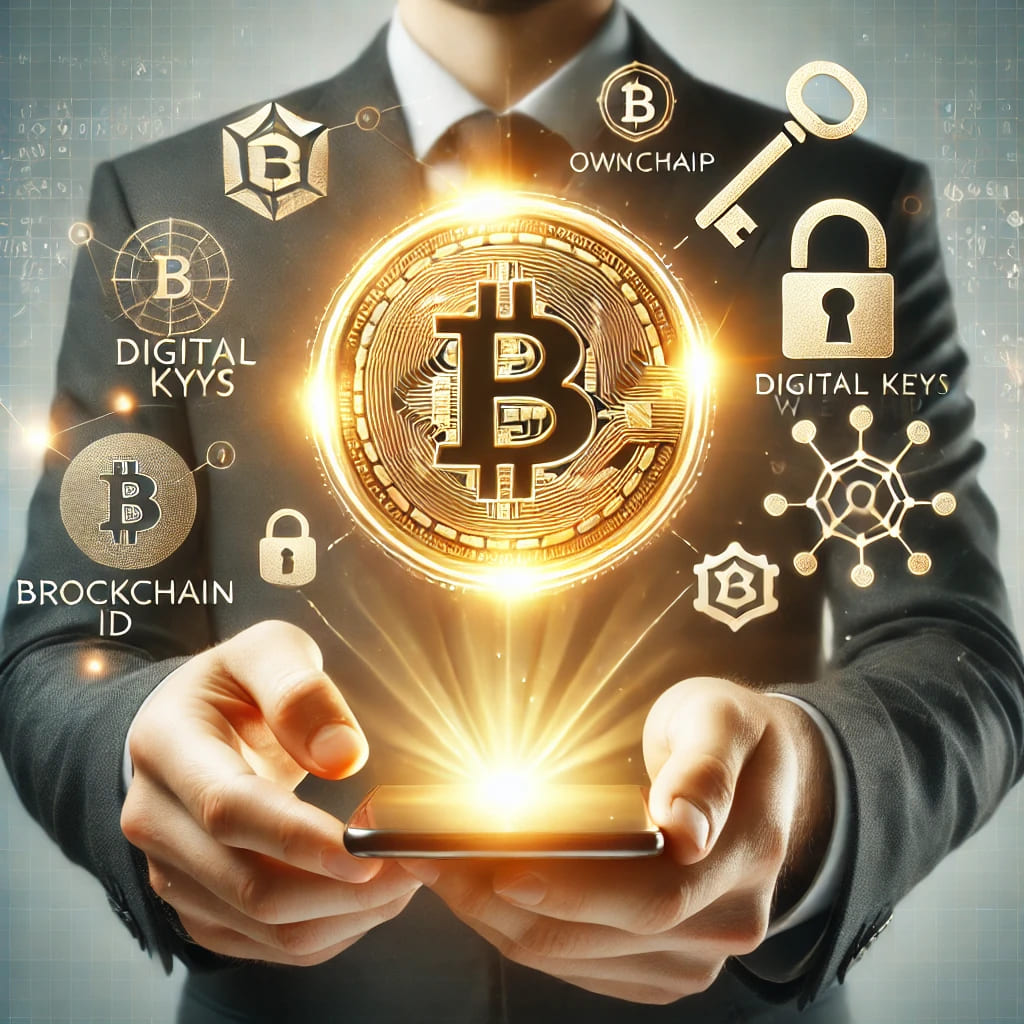 What is Bitcoin Ownership and How It Works'. Central focus on a glowing golden Bitcoin symbo bitcoin ownership