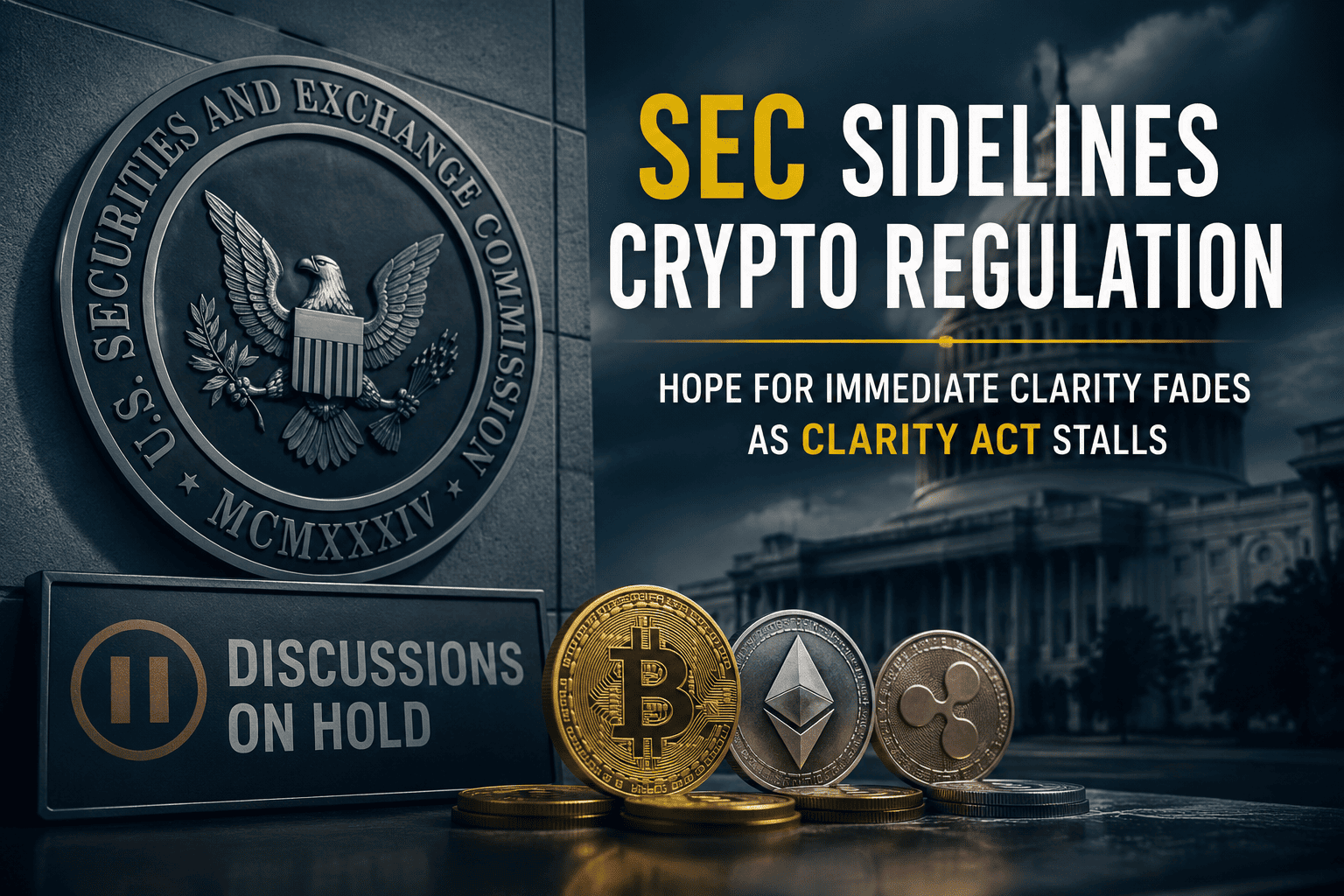 SEC sidelines crypto regulation as Clarity Act stalls, raising uncertainty over U.S. crypto policy.