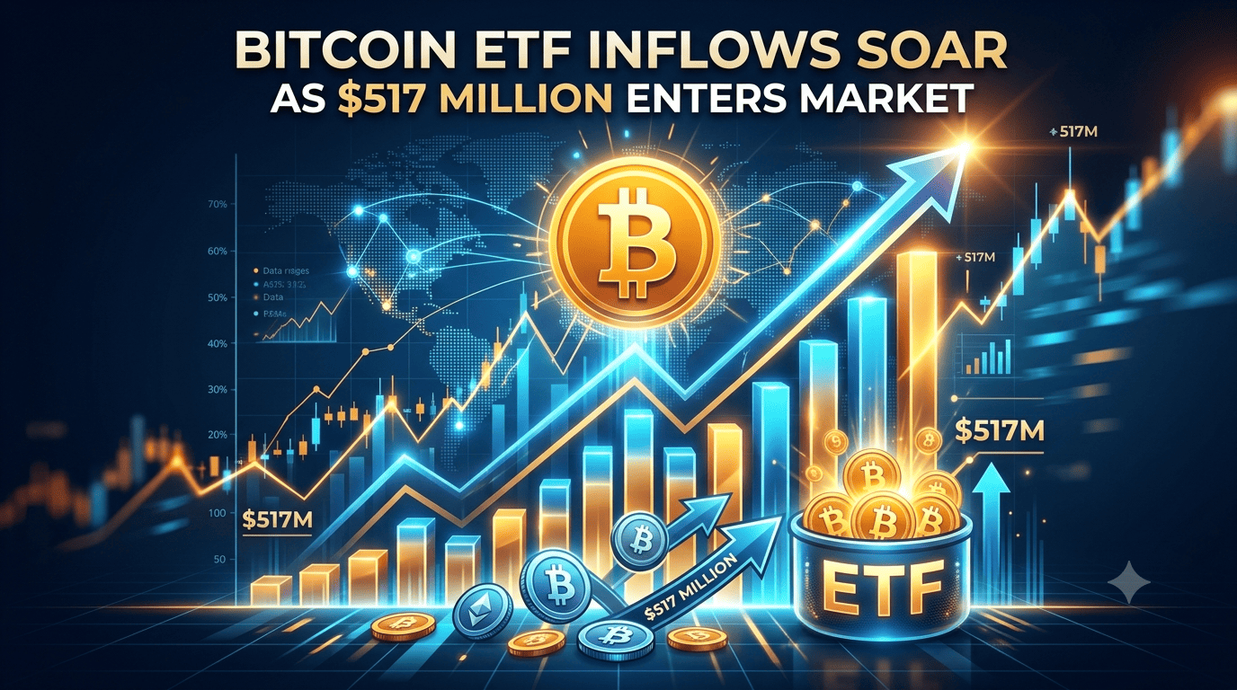 Bitcoin ETF Inflows Soar as $517 Million Enters Market