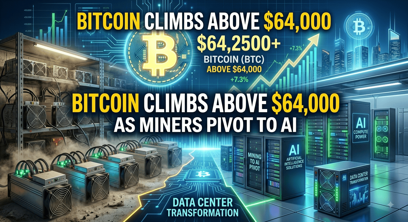 Bitcoin climbs above $64,000 as miners pivot to AI