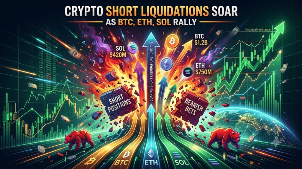 Crypto short liquidations soar as BTC, ETH, SOL rally
