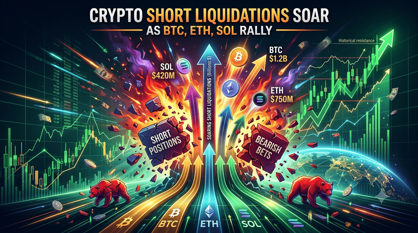 Crypto short liquidations soar as BTC, ETH, SOL rally