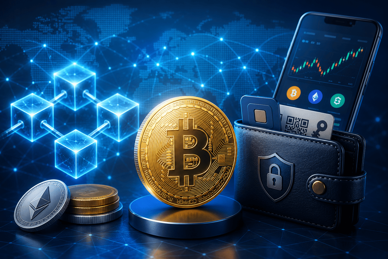Cryptocurrency beginner guide explaining Bitcoin, blockchain and crypto wallets