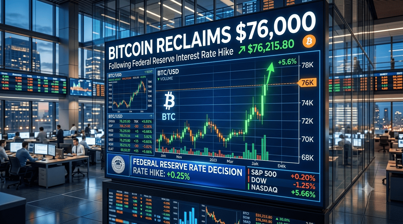 Bitcoin Reclaims $76,000 Following Federal Reserve Interest Rate Hike