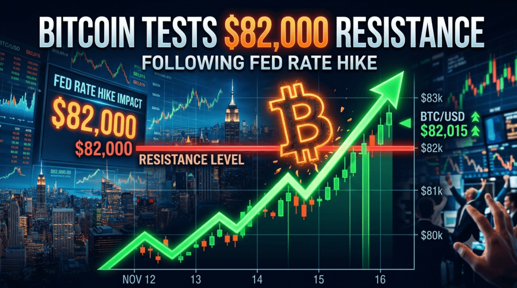 Bitcoin Tests $82,000 Resistance Following Fed Rate Hike