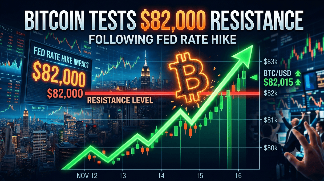 Bitcoin Tests $82,000 Resistance Following Fed Rate Hike